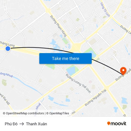 Phú Đô to Thanh Xuân map