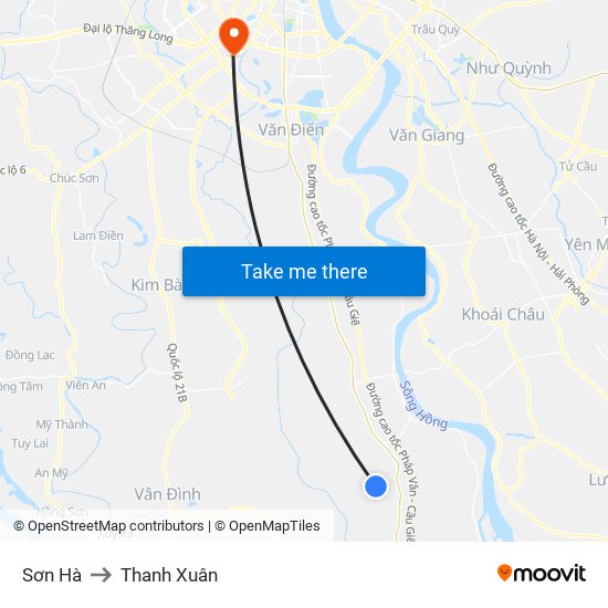 Sơn Hà to Thanh Xuân map