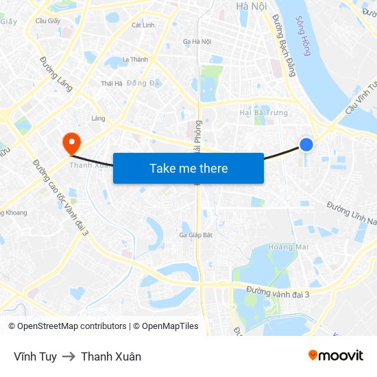 Vĩnh Tuy to Thanh Xuân map