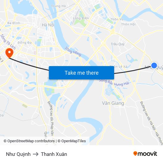 Như Quỳnh to Thanh Xuân map