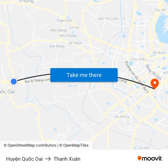Huyện Quốc Oai to Thanh Xuân map