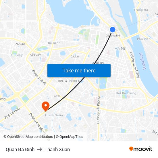 Quận Ba Đình to Thanh Xuân map