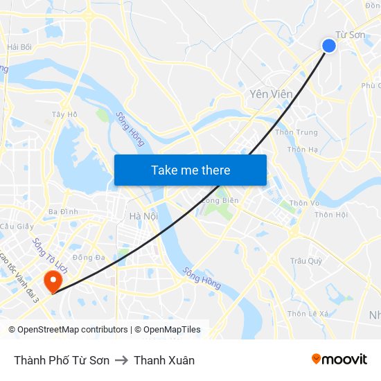 Thành Phố Từ Sơn to Thanh Xuân map