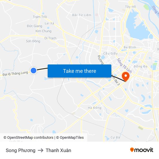 Song Phương to Thanh Xuân map