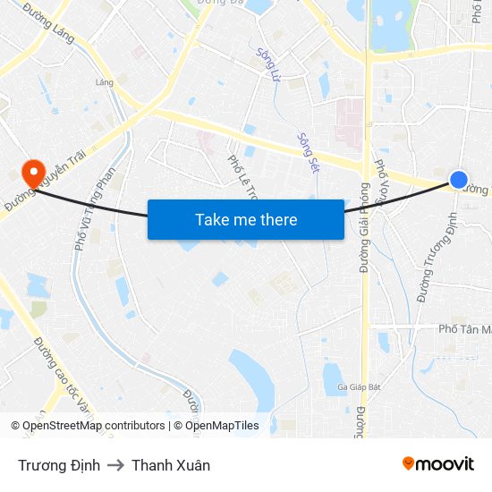 Trương Định to Thanh Xuân map