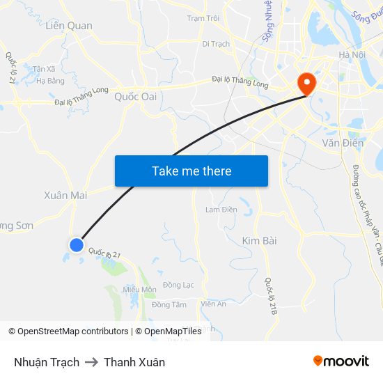 Nhuận Trạch to Thanh Xuân map
