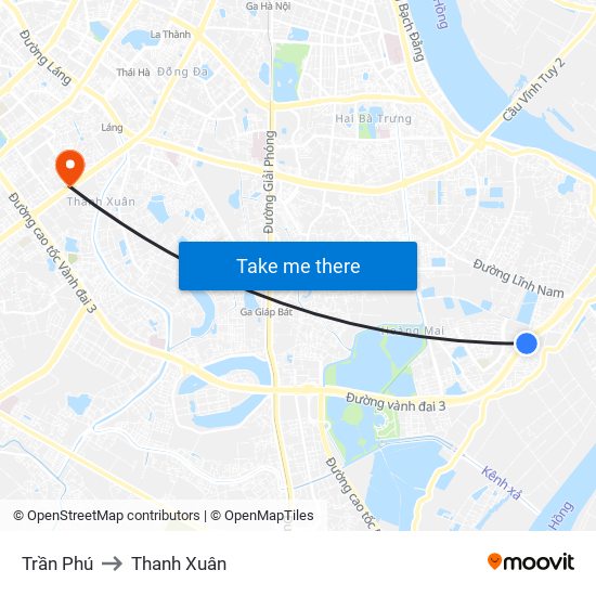 Trần Phú to Thanh Xuân map