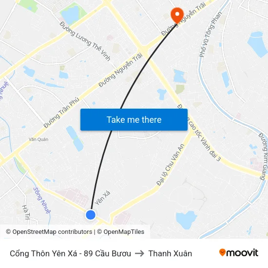 Cổng Thôn Yên Xá - 89 Cầu Bươu to Thanh Xuân map