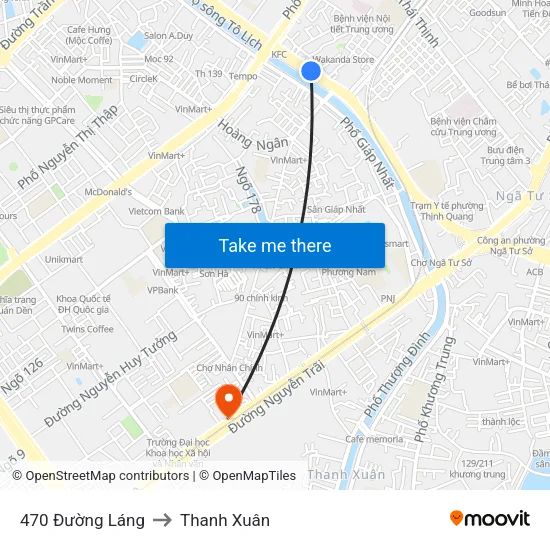 470 Đường Láng to Thanh Xuân map