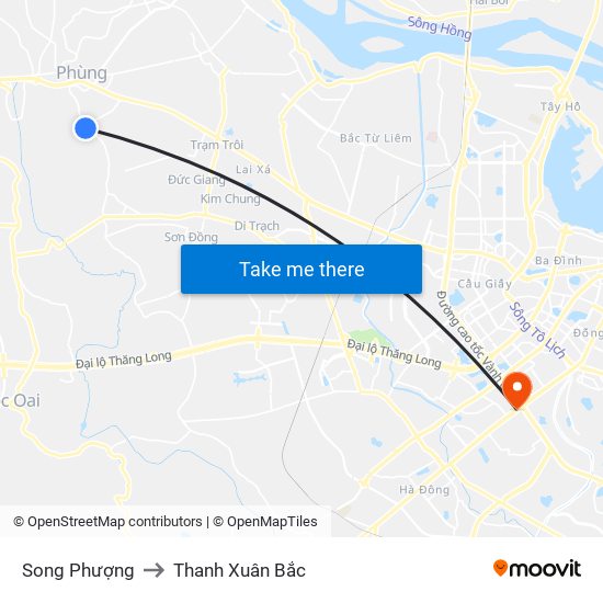 Song Phượng to Thanh Xuân Bắc map