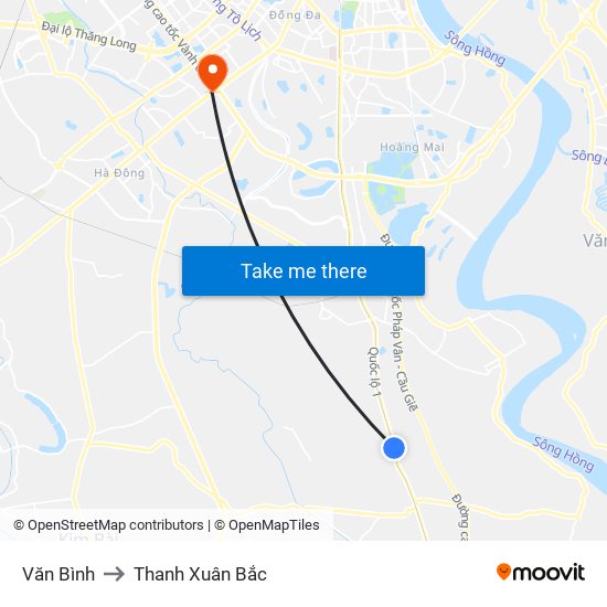 Văn Bình to Thanh Xuân Bắc map