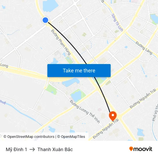 Mỹ Đình 1 to Thanh Xuân Bắc map
