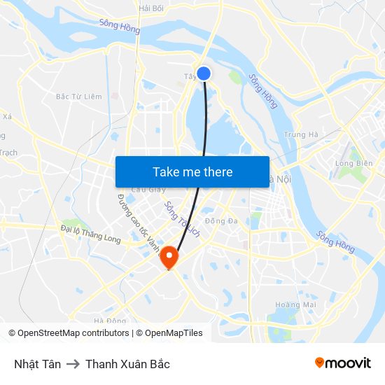 Nhật Tân to Thanh Xuân Bắc map