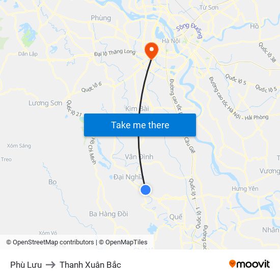 Phù Lưu to Thanh Xuân Bắc map