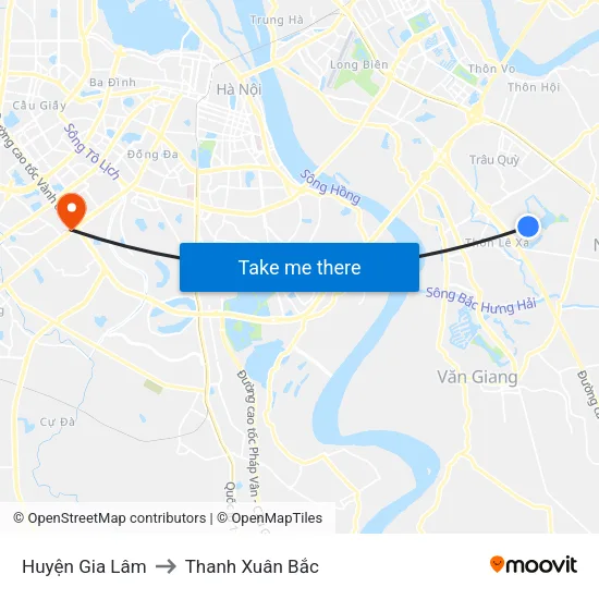 Huyện Gia Lâm to Thanh Xuân Bắc map