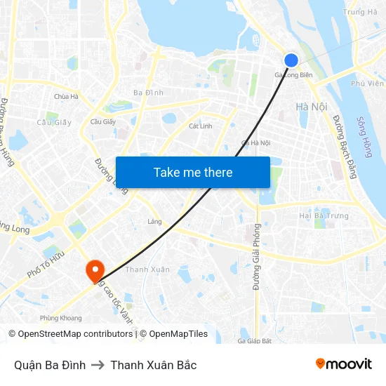 Quận Ba Đình to Thanh Xuân Bắc map