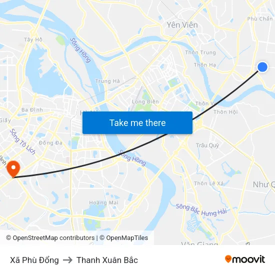 Xã Phù Đổng to Thanh Xuân Bắc map