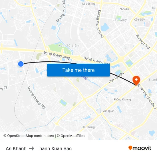 An Khánh to Thanh Xuân Bắc map