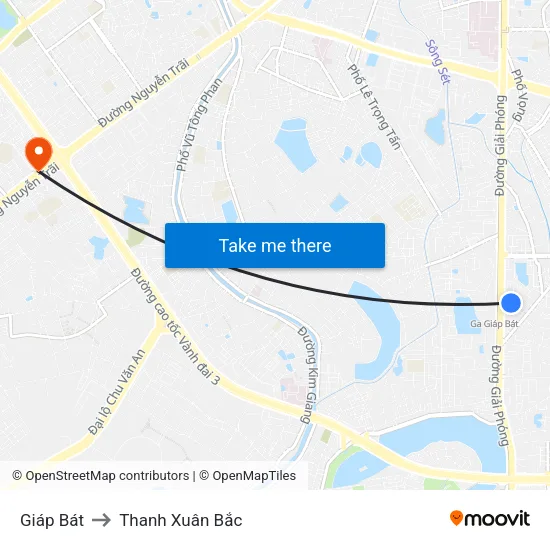 Giáp Bát to Thanh Xuân Bắc map