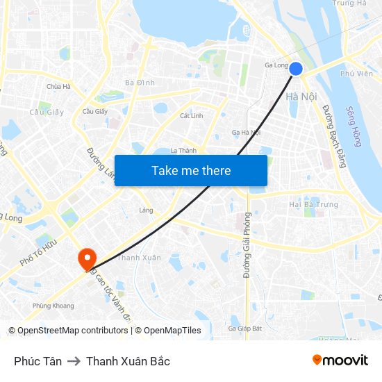 Phúc Tân to Thanh Xuân Bắc map