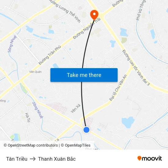 Tân Triều to Thanh Xuân Bắc map