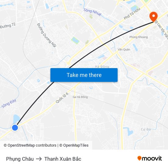 Phụng Châu to Thanh Xuân Bắc map