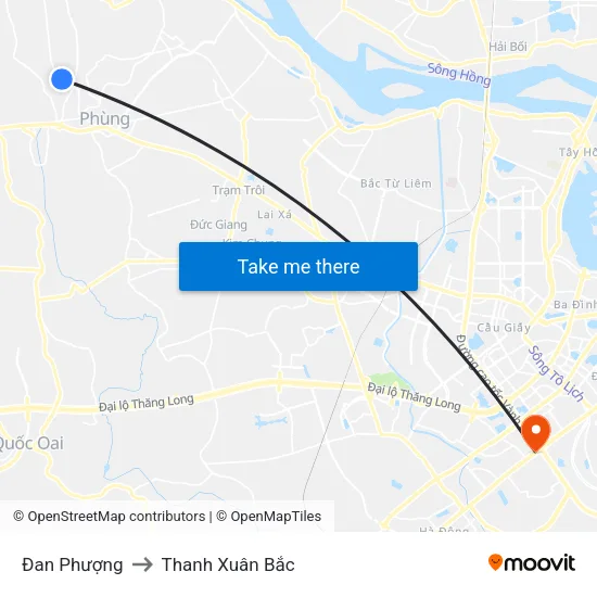 Đan Phượng to Thanh Xuân Bắc map