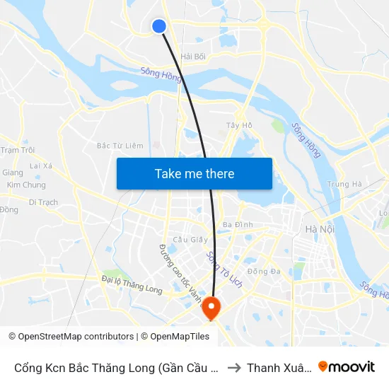 Cổng Kcn Bắc Thăng Long (Gần Cầu Vượt Bộ Hành) to Thanh Xuân Bắc map