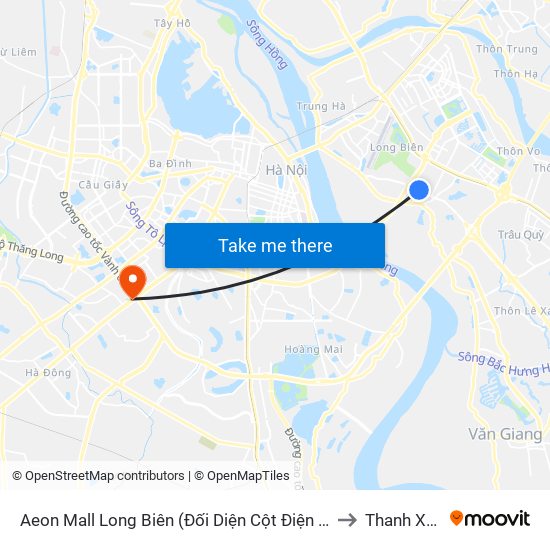 Aeon Mall Long Biên (Đối Diện Cột Điện T4a/2a-B Đường Cổ Linh) to Thanh Xuân Bắc map