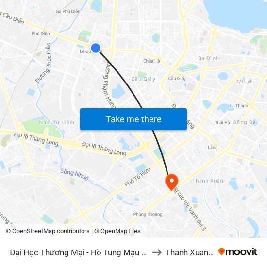 Đại Học Thương Mại - Hồ Tùng Mậu (Cột Sau) to Thanh Xuân Bắc map