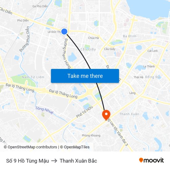 Số 9 Hồ Tùng Mậu to Thanh Xuân Bắc map