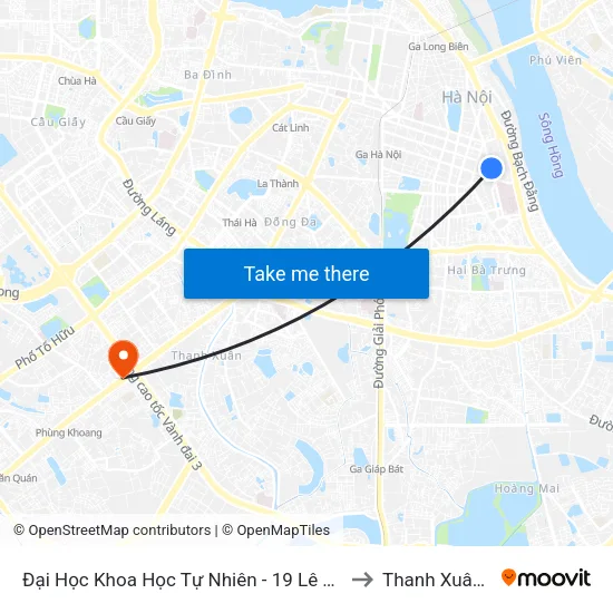 Đại Học Khoa Học Tự Nhiên - 19 Lê Thánh Tông to Thanh Xuân Bắc map