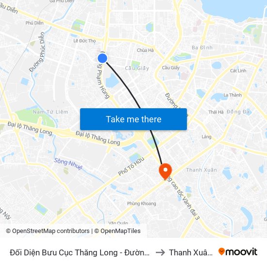 Đối Diện Bưu Cục Thăng Long - Đường Phạm Hùng to Thanh Xuân Bắc map