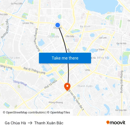 Ga Chùa Hà to Thanh Xuân Bắc map