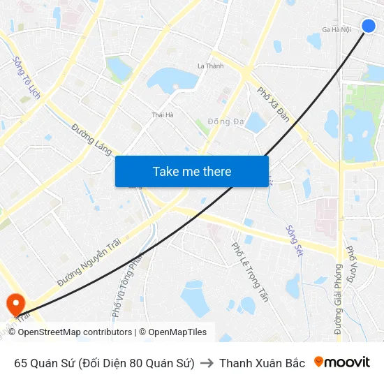 65 Quán Sứ (Đối Diện 80 Quán Sứ) to Thanh Xuân Bắc map