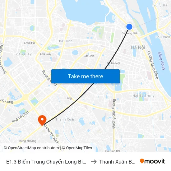 E1.3 Điểm Trung Chuyển Long Biên to Thanh Xuân Bắc map