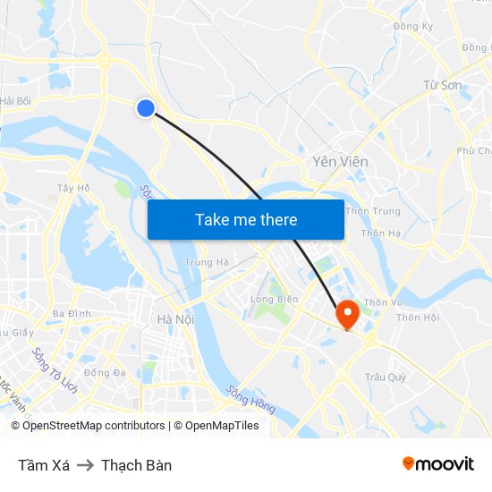 Tầm Xá to Thạch Bàn map