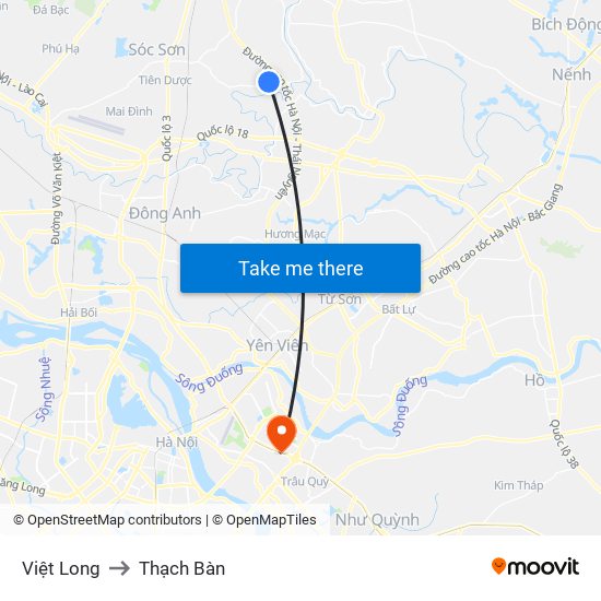 Việt Long to Thạch Bàn map