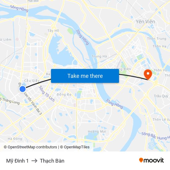 Mỹ Đình 1 to Thạch Bàn map