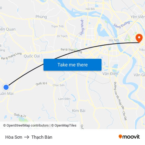 Hòa Sơn to Thạch Bàn map