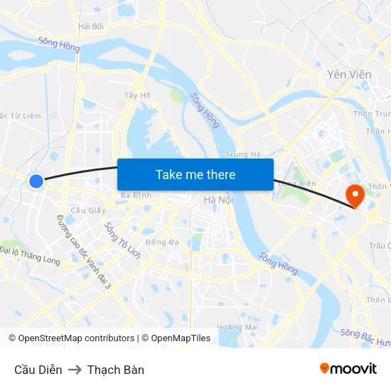 Cầu Diễn to Thạch Bàn map