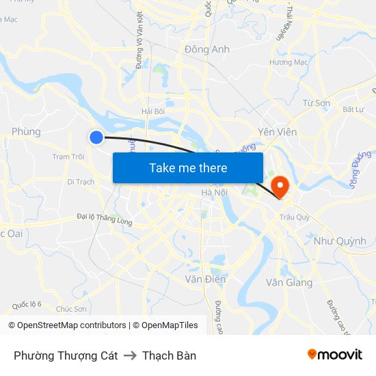 Phường Thượng Cát to Thạch Bàn map