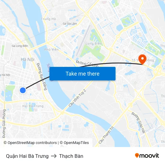 Quận Hai Bà Trưng to Thạch Bàn map