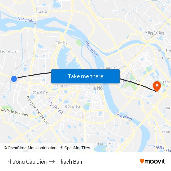 Phường Cầu Diễn to Thạch Bàn map