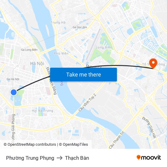 Phường Trung Phụng to Thạch Bàn map