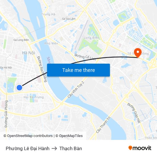 Phường Lê Đại Hành to Thạch Bàn map