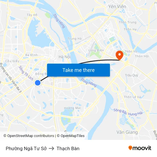 Phường Ngã Tư Sở to Thạch Bàn map