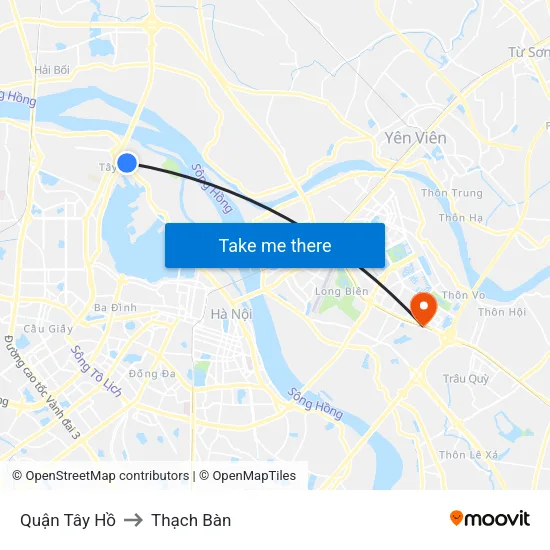 Quận Tây Hồ to Thạch Bàn map