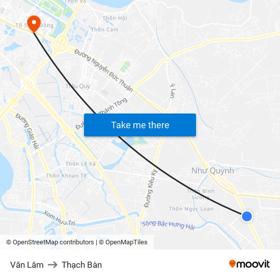 Văn Lâm to Thạch Bàn map