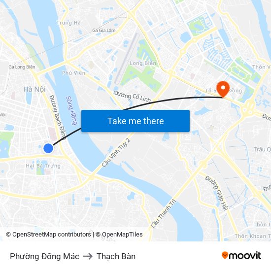 Phường Đống Mác to Thạch Bàn map